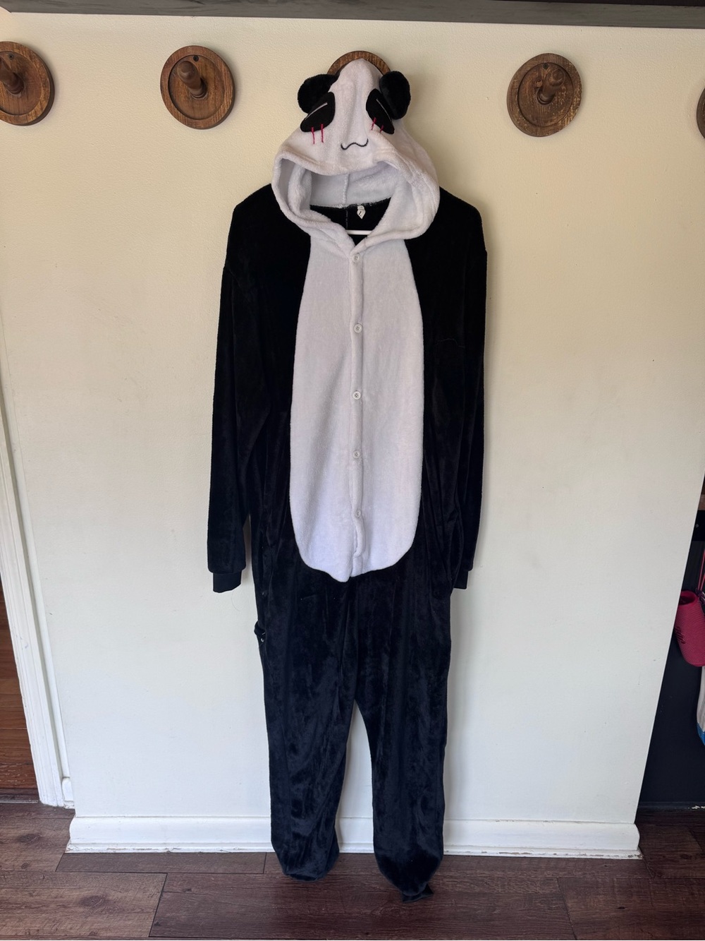 Panda plush one piece cozy Halloween costume adult size large
